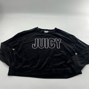Juicy Couture Velvet Black Silver Crop Top Long Sleeve Women’s